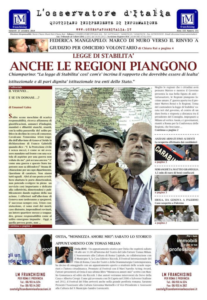 L'osservatore d'Italia edizione del 17 Ottobre 2014
